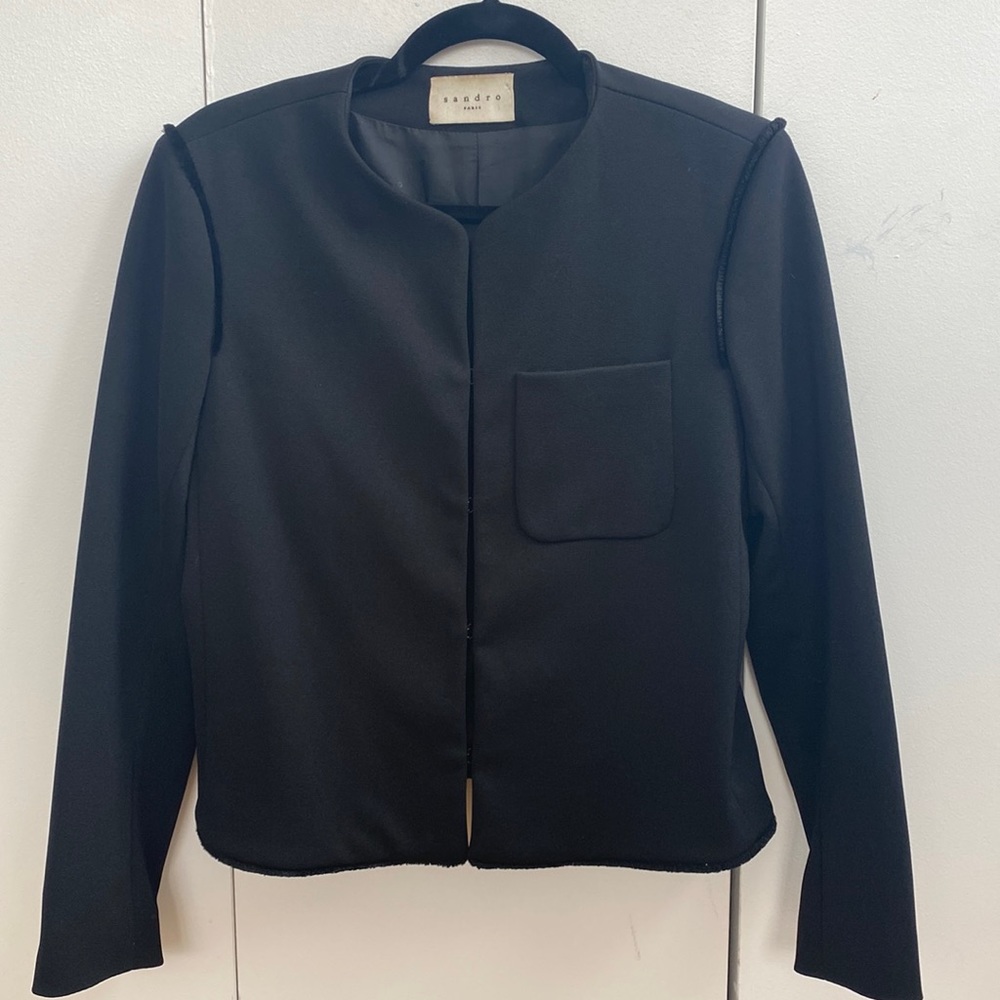 Sandro Paris Black Evening Jacket - Raw Edge Size 38